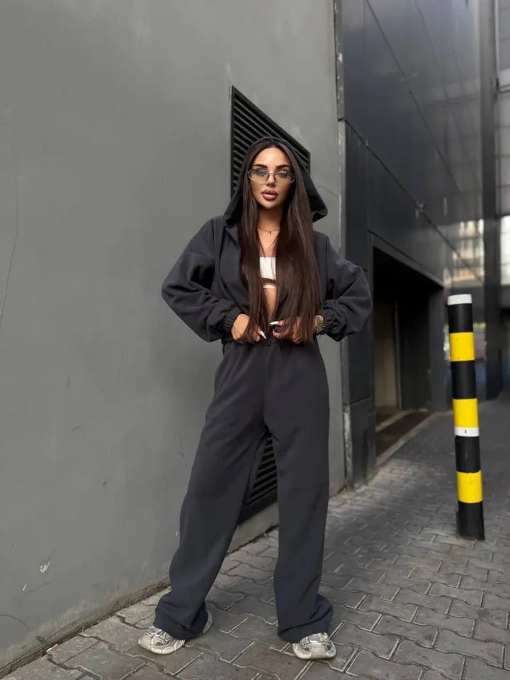 Damen Oversized Jumpsuit mit Kapuze Norvielle