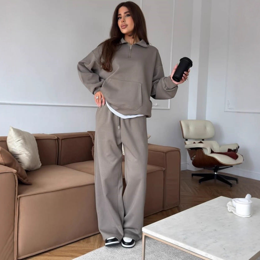 Damen Sportanzug Relaxed Fit Hochkragen Taschen