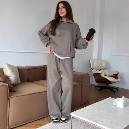 Damen Sportanzug Relaxed Fit Hochkragen Taschen