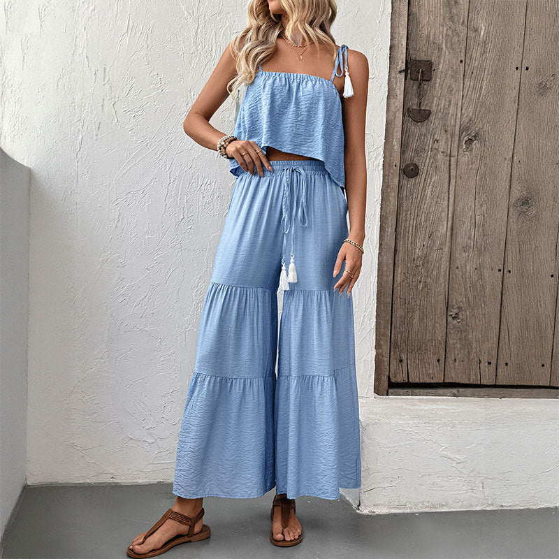 Damen Zweiteiler-Set Volant-Design Kordelzug Norvielle - Norvielle