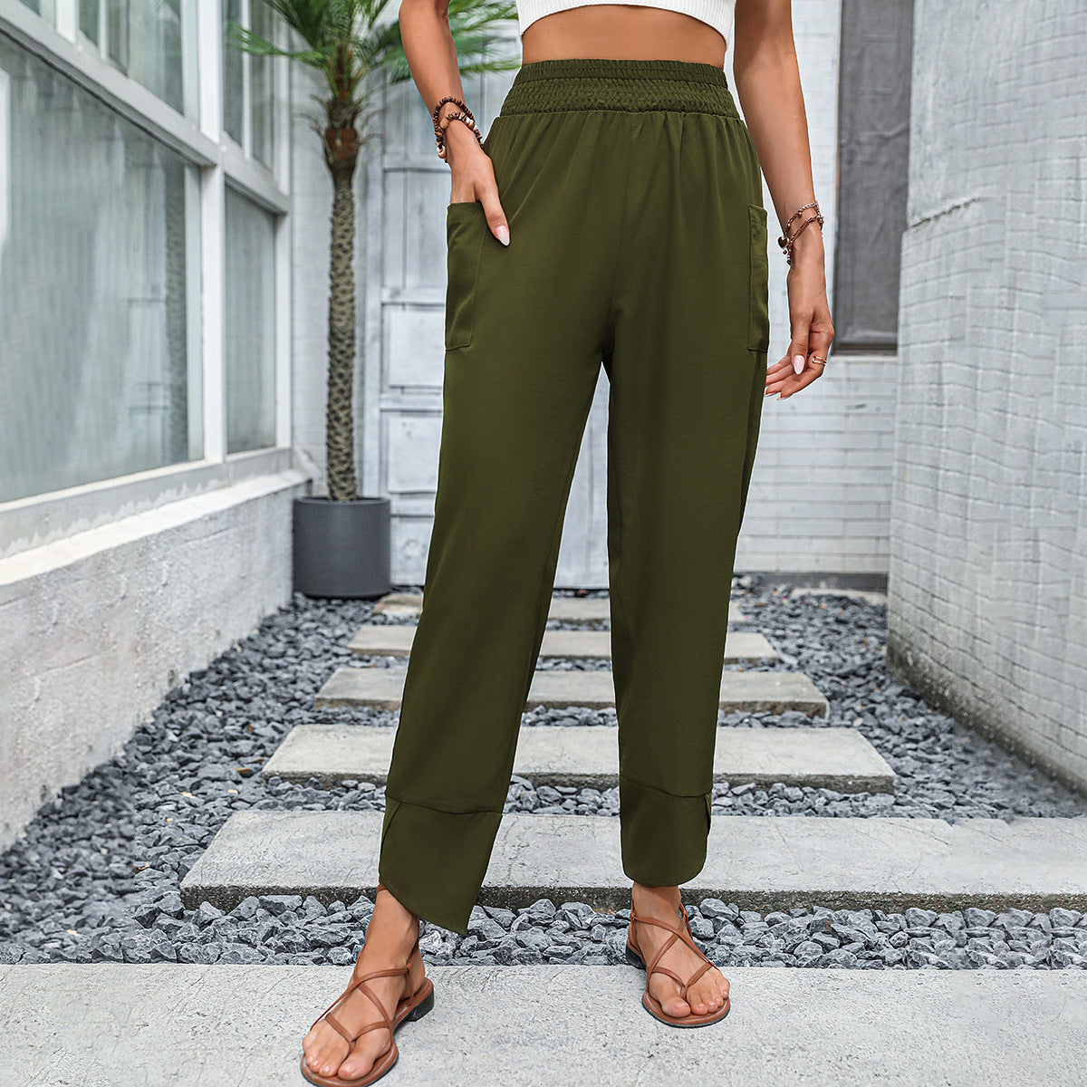 Damen Freizeithose Elastischer Taillenbund Bequem Norvielle - Norvielle