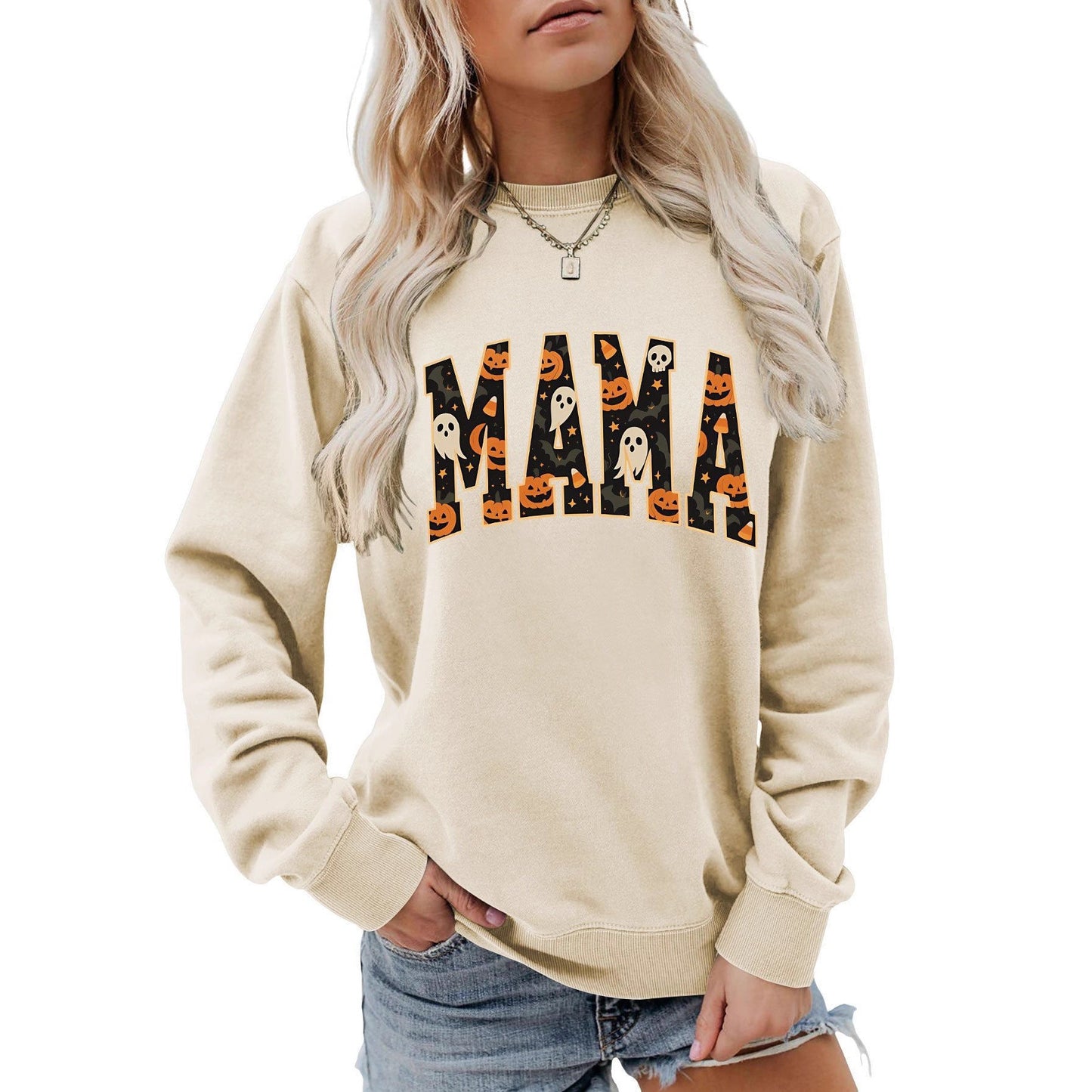 Damen Sweatshirt Halloween-Design Baumwolle Bequem