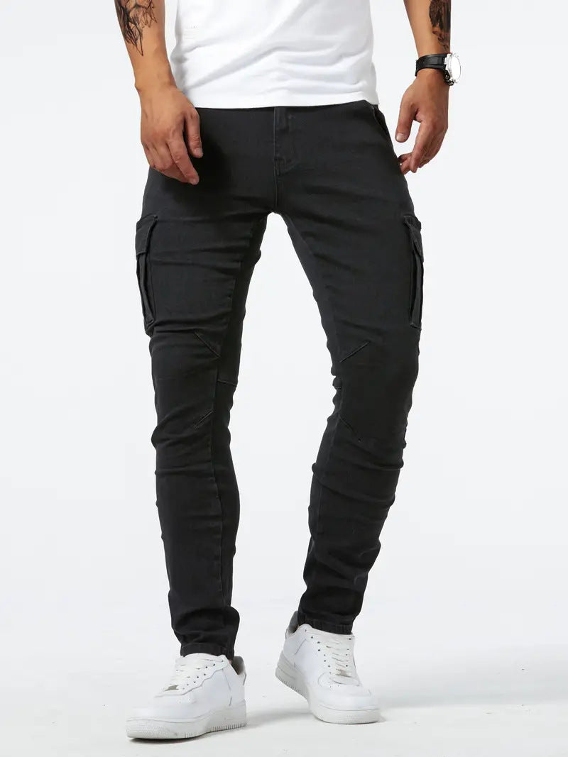 Herren Cargo Hose Slim Fit Modern Schwarz - Norvielle