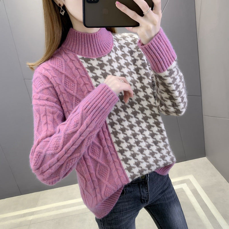 Damen Strickpullover Strukturiertes Zopfmuster Elegantes Design Beige
