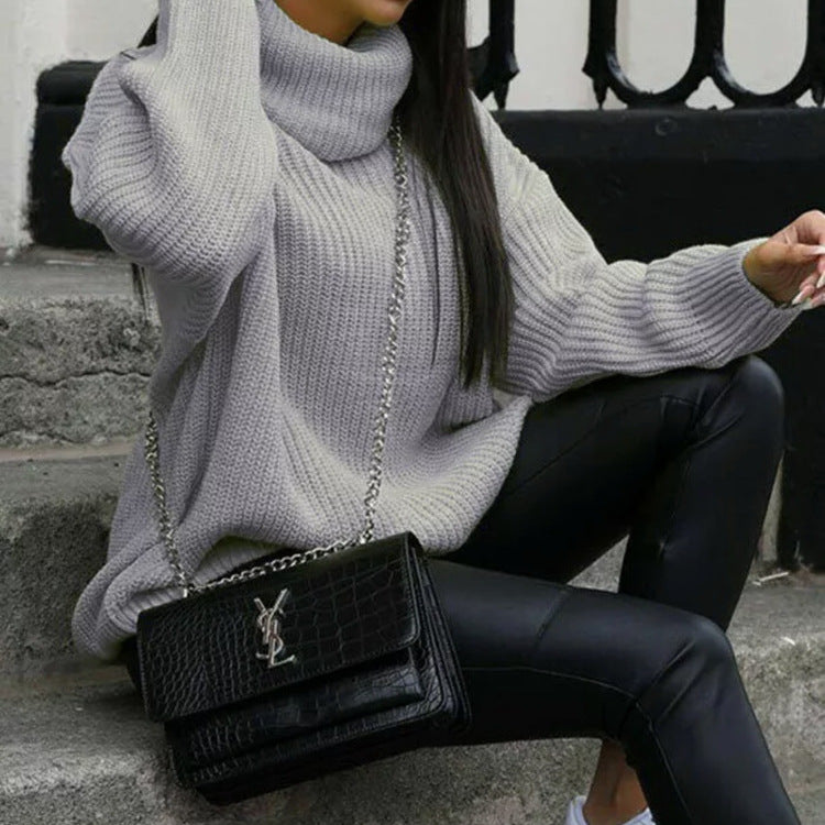 Damen Strickpullover Rollkragen Hochgeschlossen Norvielle