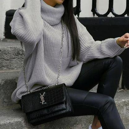 Damen Strickpullover Rollkragen Hochgeschlossen Norvielle