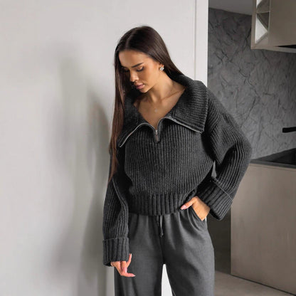 Damen Strickpullover Hochkragen Norvielle