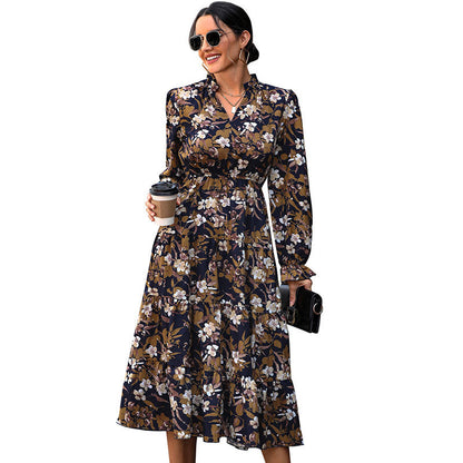 Damen Maxikleid Floral Taillengürtel Fließend Norvielle