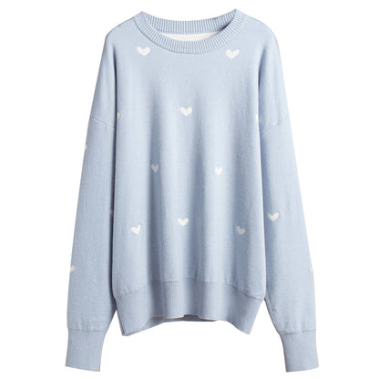 Damen Oversized Pullover Herzmuster Weich Norvielle