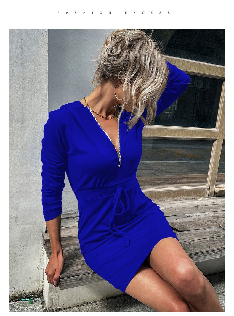 Damen Sportkleid Reißverschluss Regulierbarer Gürtel Norvielle