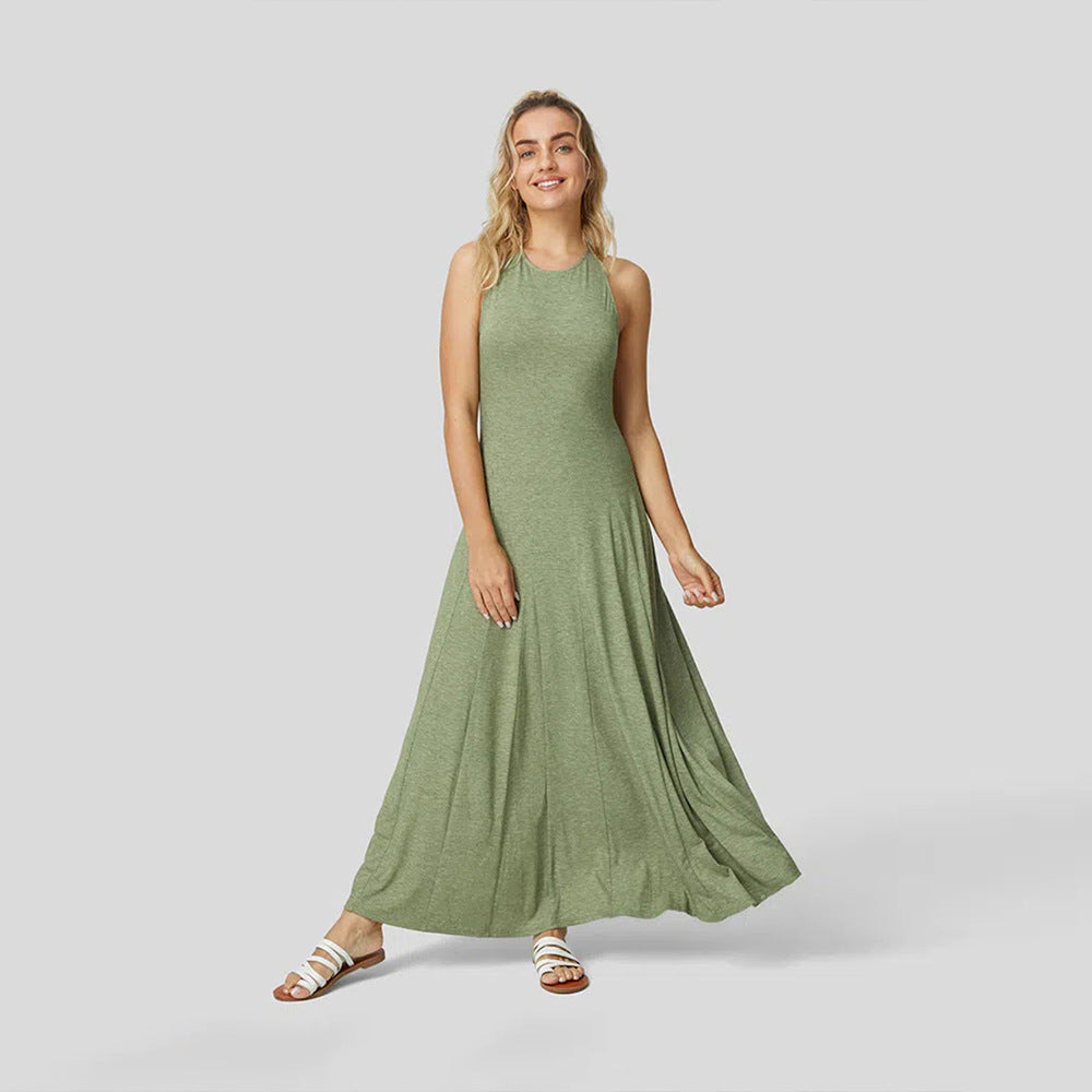 Damen Maxikleid Rundhalsausschnitt Fließend Elegant Norvielle