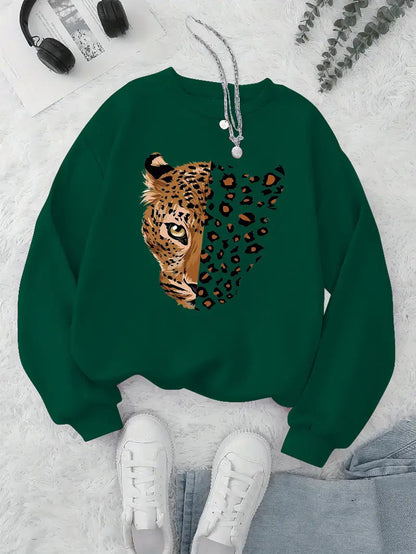 Damen Leoparden Sweatshirt Norvielle