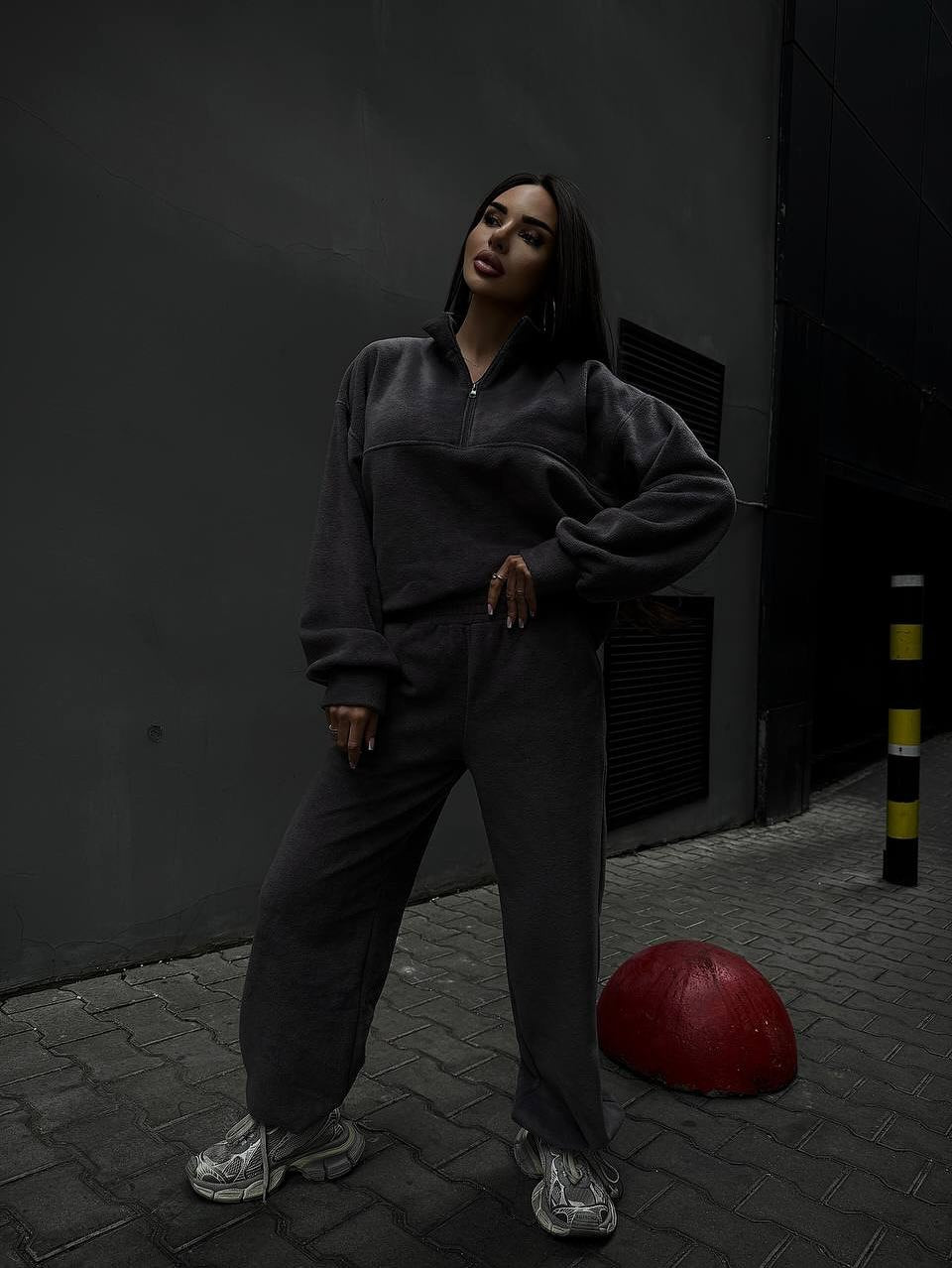 Damen Fleece-Jogginganzug Stehkragen Reißverschluss Norvielle