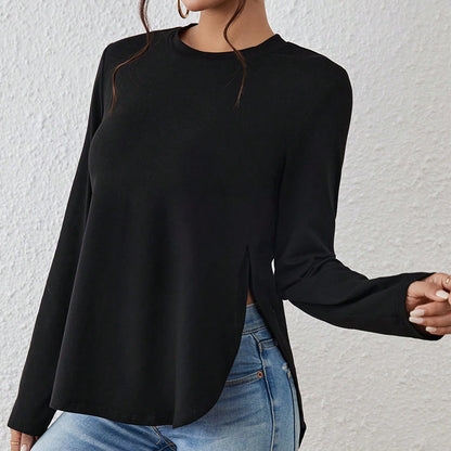 Damen Langarmshirt Bequem Cut-Out-Details Norvielle