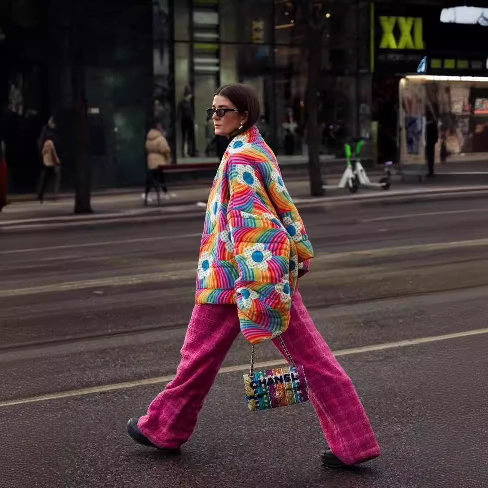 Damen Steppjacke Bunt Voluminöse Ärmel Norvielle