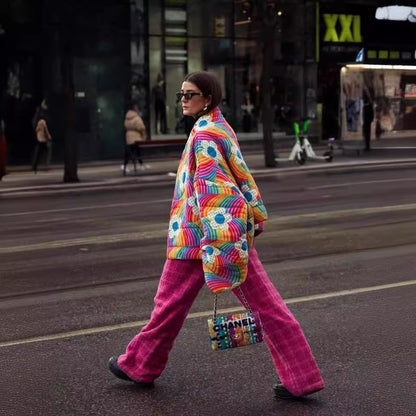 Damen Steppjacke Bunt Voluminöse Ärmel Norvielle