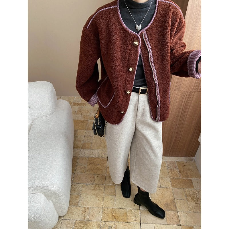 Damen Strickjacke Dekorative Knöpfe Taschen Norvielle