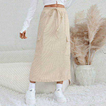 Damen Maxi-Rock Cargo-Taschen Verstellbarer Bund Norvielle - Norvielle