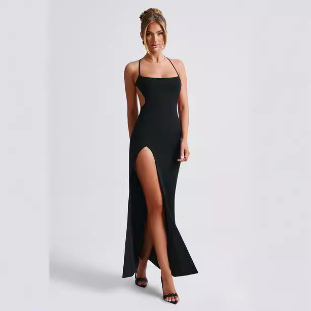 Damen Maxikleid Elegantes Design seitlicher Schlitz dünn Norvielle - Norvielle