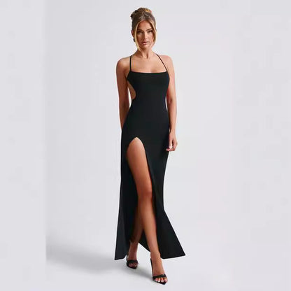 Damen Maxikleid Elegantes Design seitlicher Schlitz dünn Norvielle - Norvielle