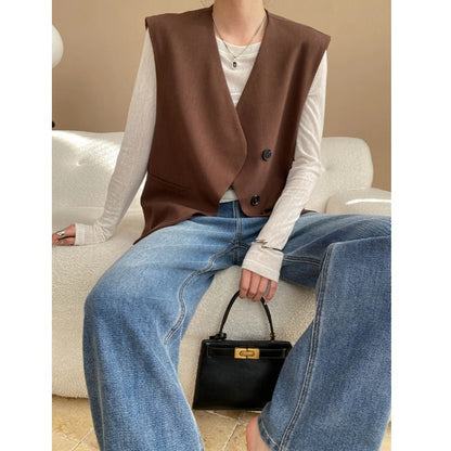 Damenweste Asymmetrisch Praktische Taschen Norvielle
