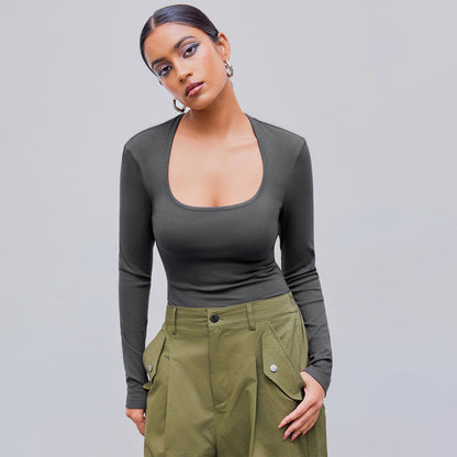 Damen Langarmshirt Rundhalsausschnitt Rippstruktur Norvielle - Norvielle