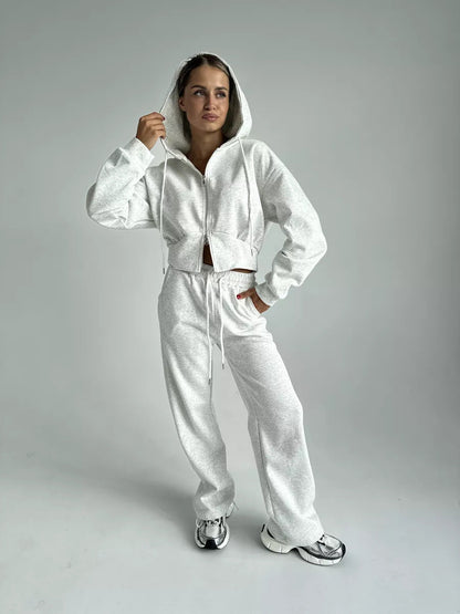 Damen Sport Set Cropped Hoodie und Jogginghose Norvielle