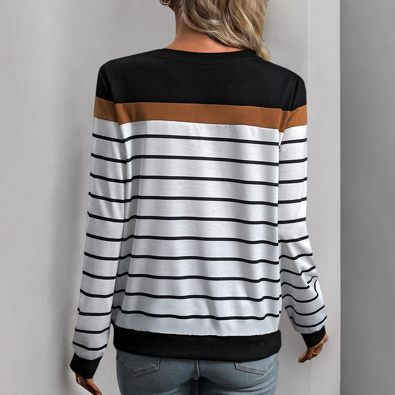 Damen Streifenpullover Farbblockdesign Norvielle