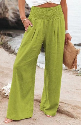 Damen Palazzo-Hose Elastischer Bund Seitentaschen