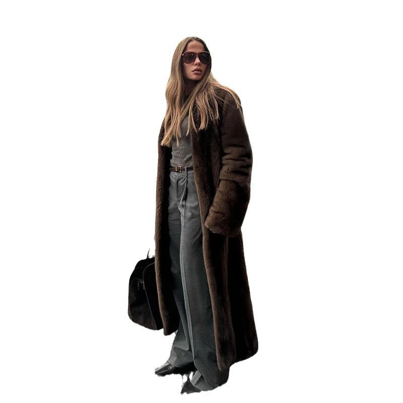 Damen Kunstfellmantel Elegantes Design