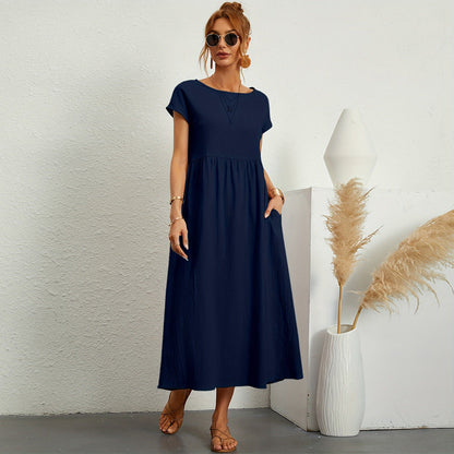 Damen Maxikleid mit Taillierung und Seitentaschen - Norvielle