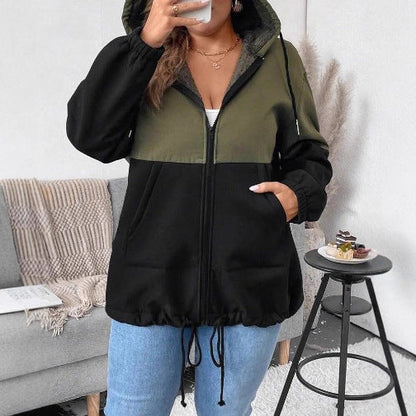 Damen Übergangsjacke Doppellagig Fleece Verstellbarer Saum Norvielle