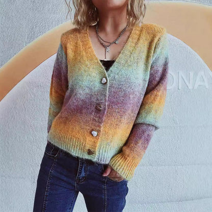Damen Strickjacke Kuschelig Herzknöpfe Locker Norvielle