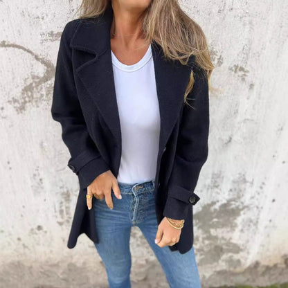 Damen Bouclé-Jacke Doppelter Knopfleiste Norvielle