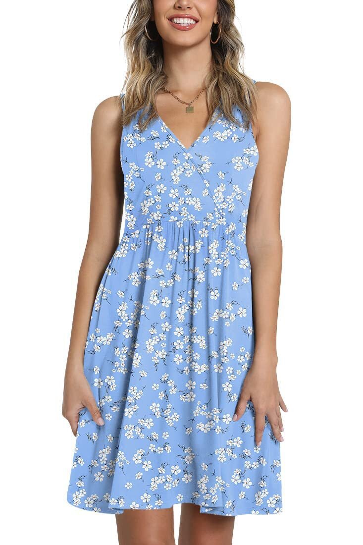 Damen Blumenkleid A-Linie V-Ausschnitt Norvielle