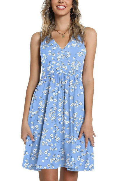 Damen Blumenkleid A-Linie V-Ausschnitt Norvielle