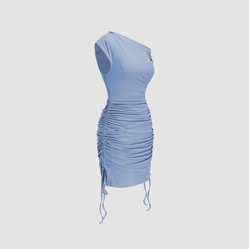 Damen Wickelkleid Asymmetrischer Ausschnitt Rüschendetails Norvielle