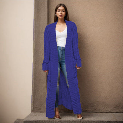 Damen Strickcardigan Lang Zopfmuster Norvielle