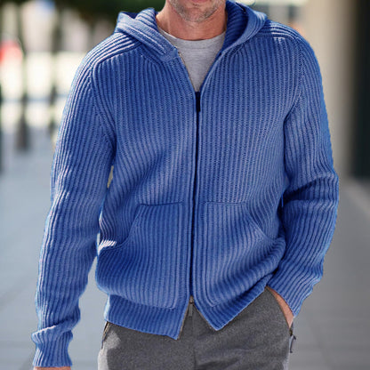 Herren Strickjacke Kapuze Praktische Taschen Bequem