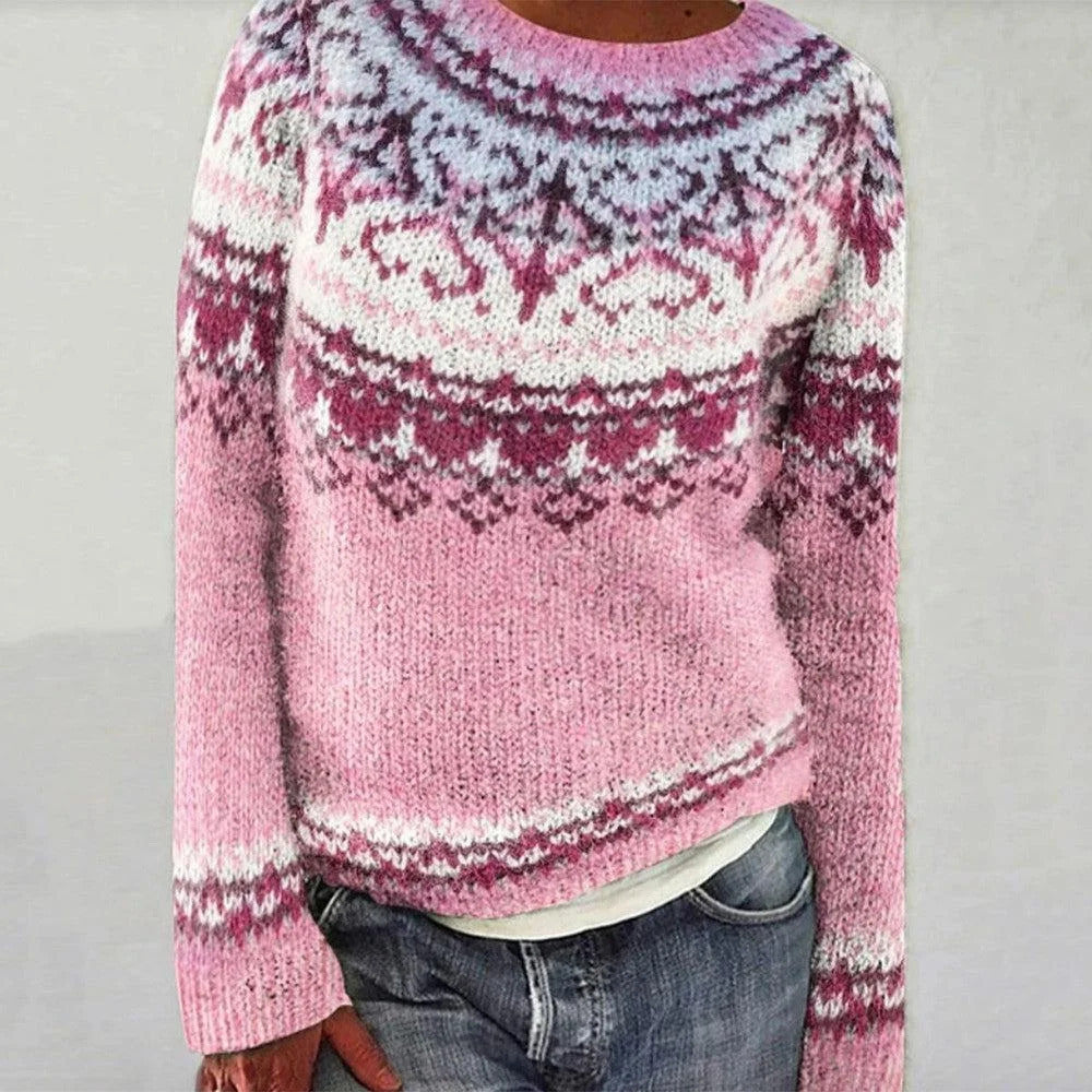 Damen Strickpullover Fair-Isle-Muster Lässig Norvielle