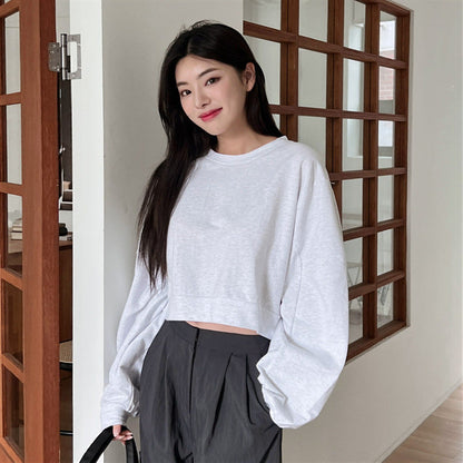 Damen Cropped Pullover Ballonärmel Norvielle