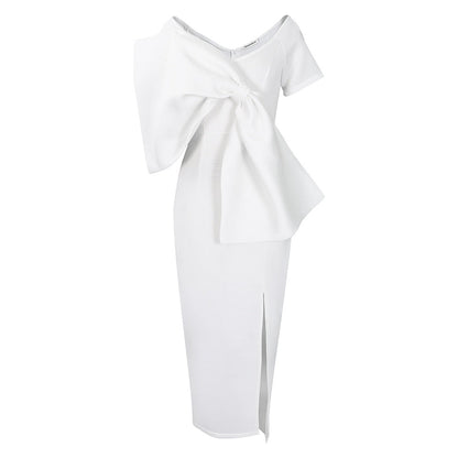 Damen Kleid Figurbetont Voluminöser Schleifendetail