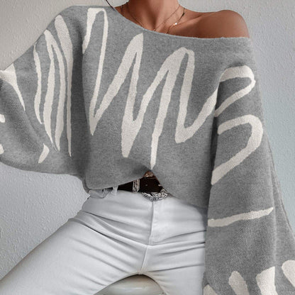 Damen Oversized Strickpullover Asymmetrisch Lässig