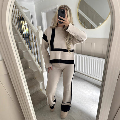 Damen Strick-Loungewear-Set geometrisches Muster Norvielle - Norvielle