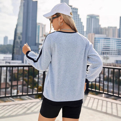 Damen Sweatshirt Grafikdruck Kontrastärmel Norvielle