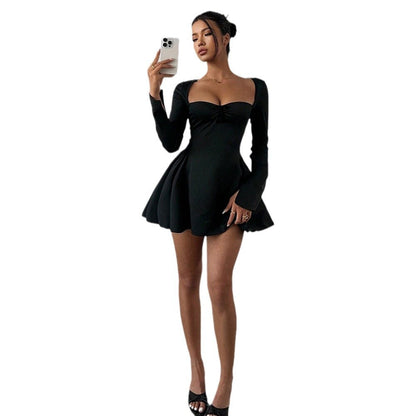 Damen Minikleid Volant V-Ausschnitt Norvielle