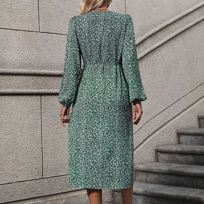 Damen Wickelkleid Knöpfe Floralmuster