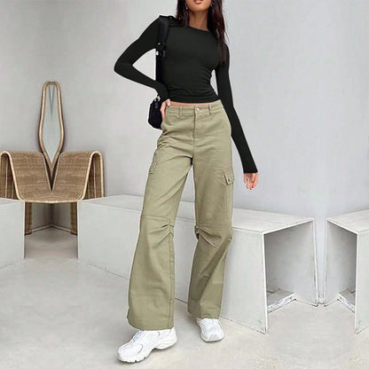 Damen Langärmliges Basic-Shirt Rundhalsausschnitt Norvielle