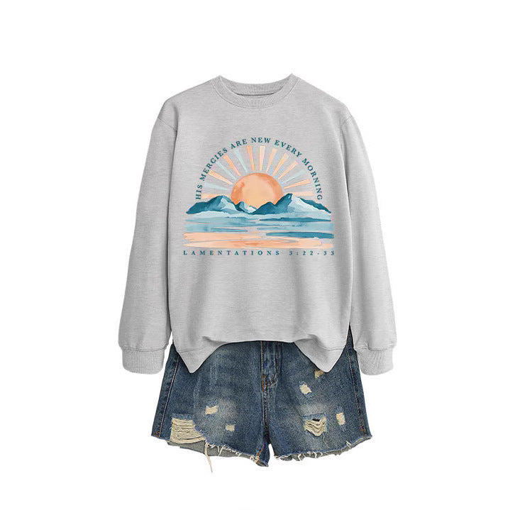 Damen Sweatshirt Sonnenaufgangsdesign Lässig Norvielle - Norvielle