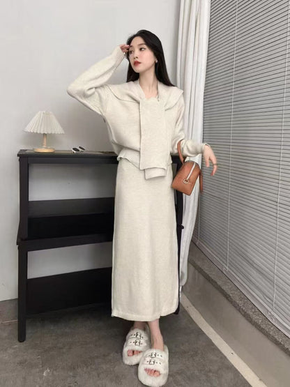 Damen Strickensemble Eleganter Kragen Norvielle